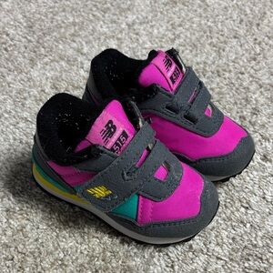 New Balance Kids' Fuchsia and Charcoal Sneakers